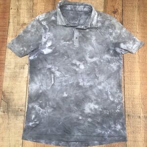 Lululemon Evolution Mens Short Sleeve Polo Shirt Grey Wash Medium